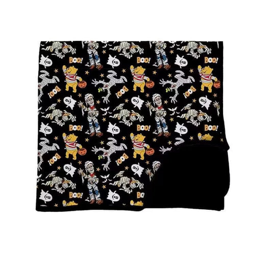 custom moq 5 eta 6-7week cartoon Winnie the Pooh black baby newborn blanket