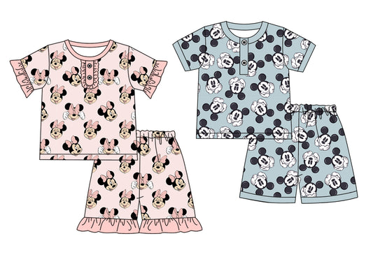 3.17 custom each style moq 5eta 4-6week Sibling Sister cartoon mickey baby girl sets 1 and sets 2 match family design