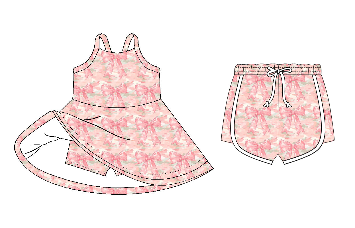 26.1.6 custom each style moq 5 eta 6-8week Sibling Sister bow baby short sleeve dress and shorts match design