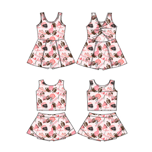 3.15 custom each style moq 5eta 4-6week Sibling Sister rugby baby girls clothes Short sleeve yoga dress 1 and dress 2 match family design