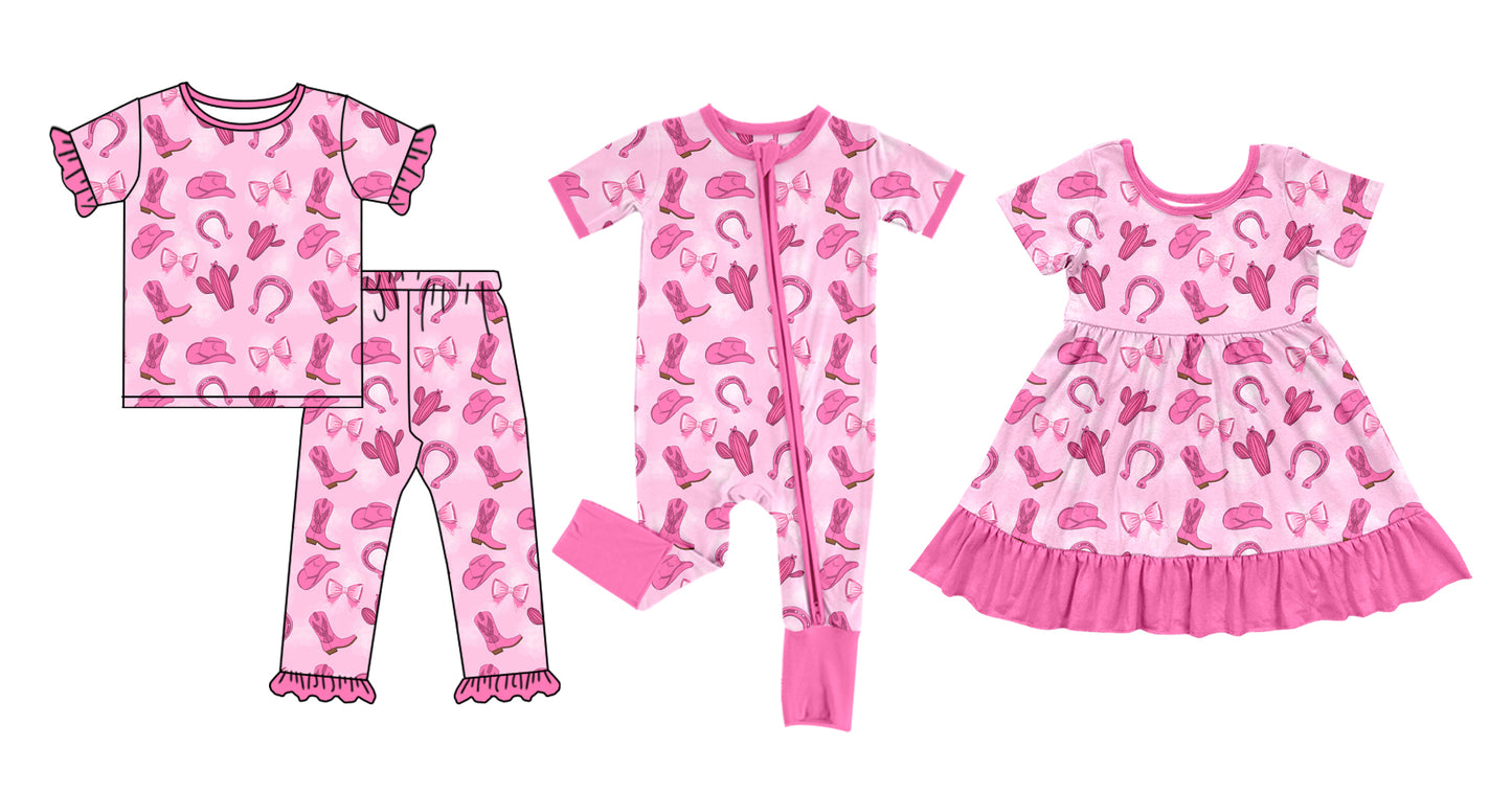 25.12.1 custom each style moq 5 eta 6-8week Sibling Sisters boot hat catcus baby girl short sleeve pants sets and dress and rompers match family design