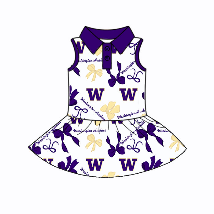 Custom moq 5 mix sizes summer teams baby girls clothes team purple short sleeve skirts shorts sets dress 1 and dress 2 and dress 3 and dress 4-25.5.26