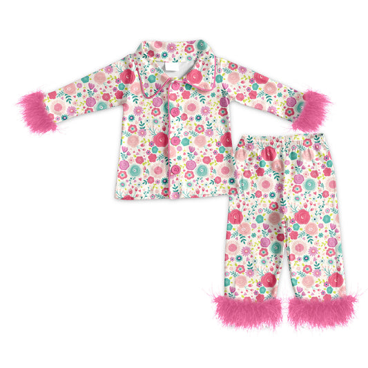 25.11.25 custom each style moq 5 eta 6-8week Sibling Sisters floral plush baby girl clothes long sleeve pants sets