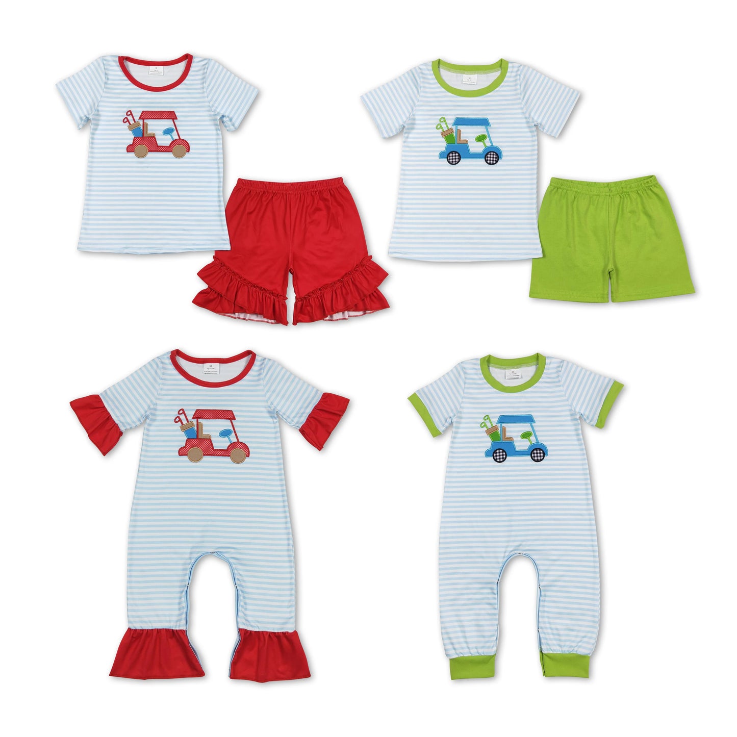 RTS NO MOQ Embroidery short-sleeved shorts suit & short-sleeved sets and romper