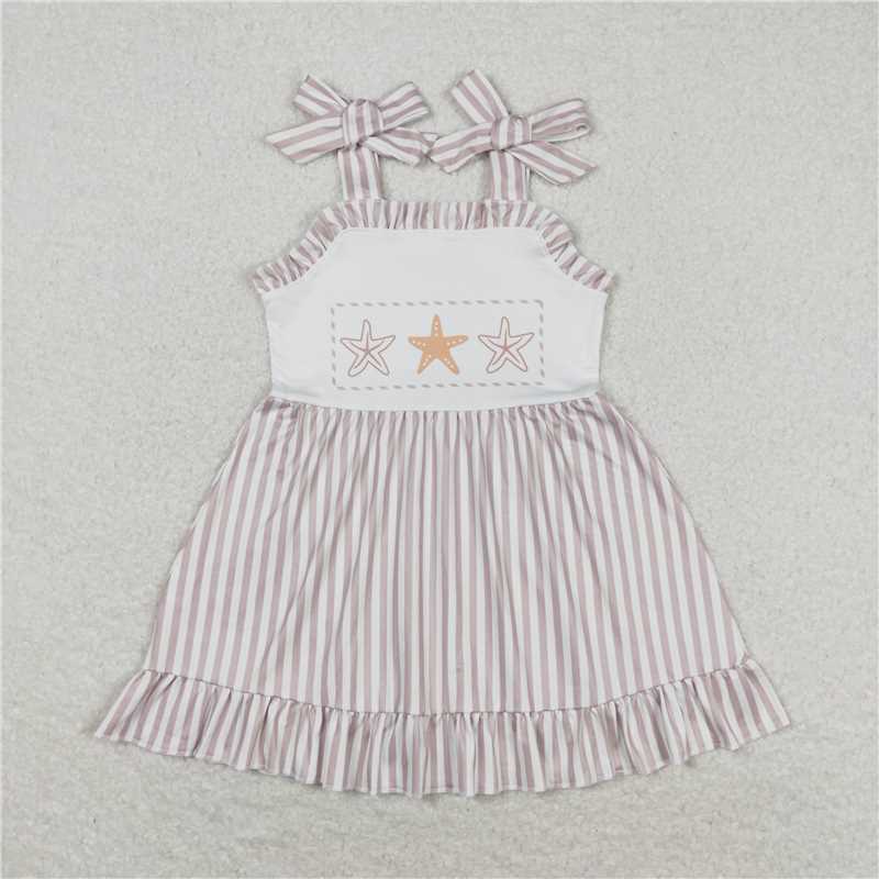 Baby Girls boys starfish prints brown plaid white boys and girls outfits Family siblings set