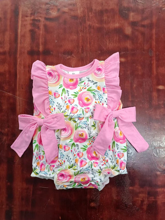 custom moq 5 eta 5weeks mix size baby girls clothes pink floral flying sleeve romper