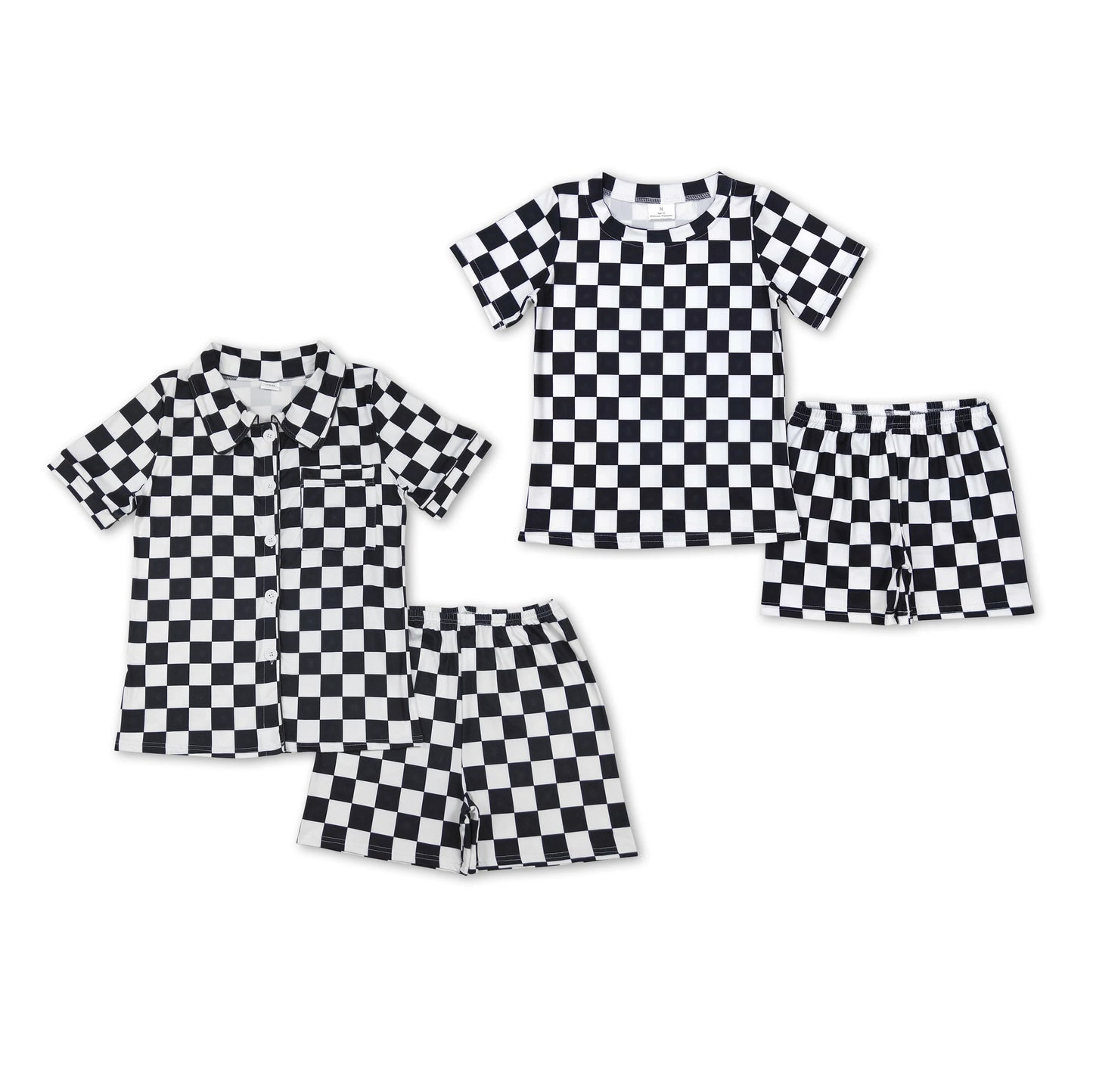 RTS NO MOQ Adult Girls Button Short Sleeve Shorts Pajama Set & kids shorts sets
