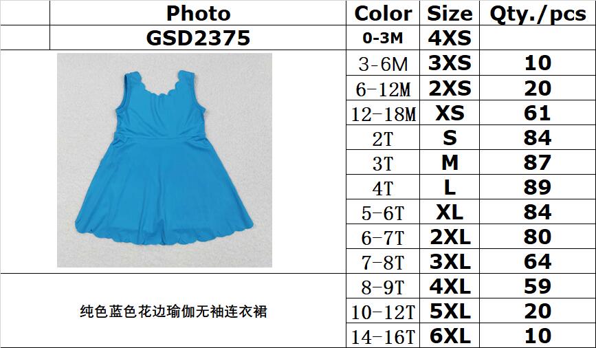 RTS NO MOQ GSD2375 Pure blue lace yoga sleeveless dress