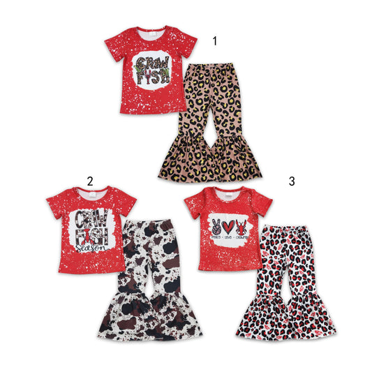 RTS NO MOQ Baby girl clothes Valentine Love Short Sleeve Pants Suit