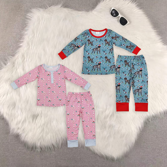 RTS NO MOQ Sibling Baby Girls boys modal Christmas Long Sleeve Pants Set