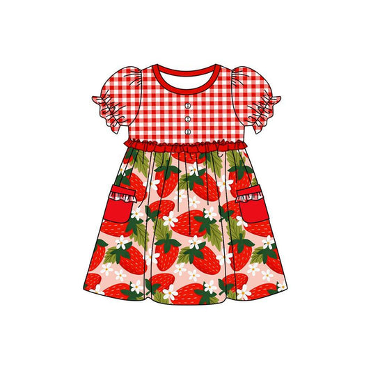 Deadline: February 26 CUSTOM no moq Summer Strawberry Girls Short Sleeve Dress