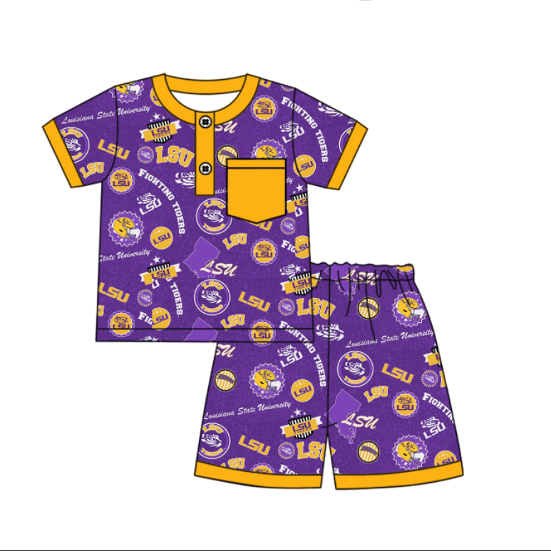 Custom summer teams baby girls clothes team purple sets dress romper-25.5.6