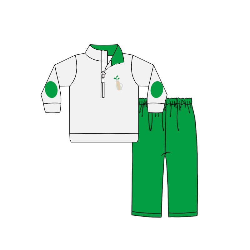 9.27 custom each style moq 5eta 4-6week baby boys clothes green long sleeve pants sets