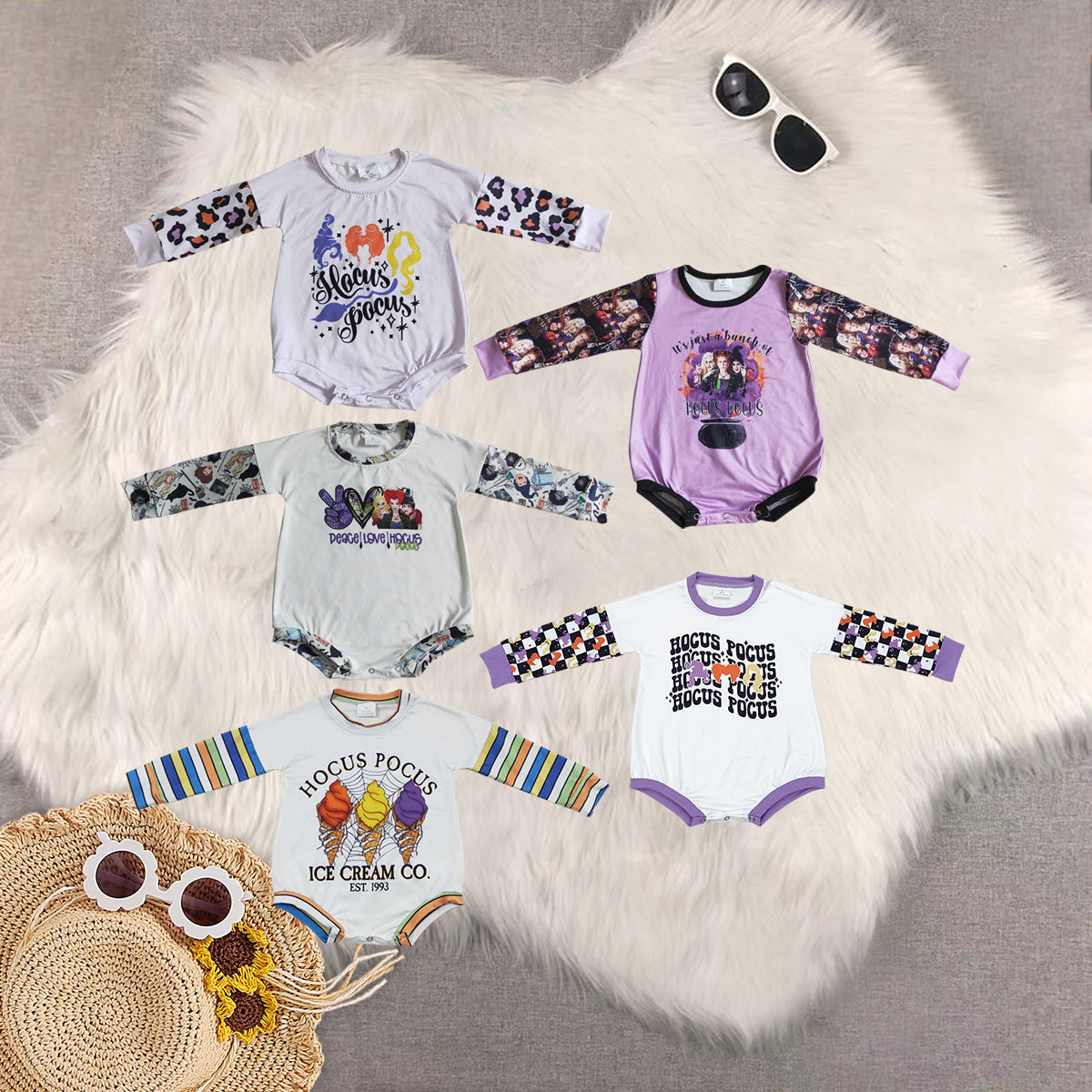 RTS NO MOQ Sibling baby girl clothes halloween long-sleeved rompers