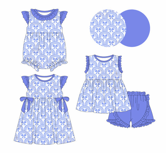 1.3 custom each style moq 5eta 4-6week Sibling Sister bow baby girl short sleeve shorts sets and dresses and romper match design