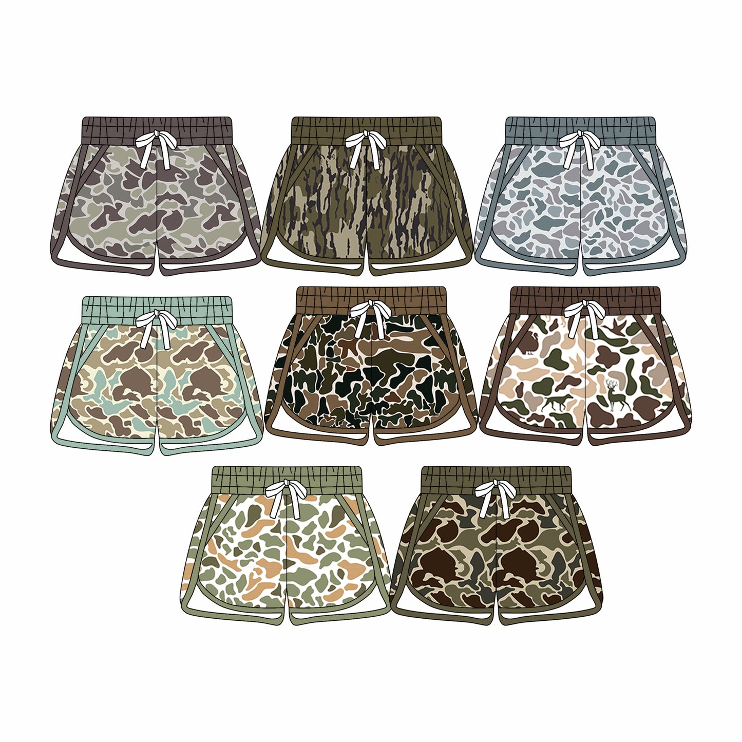 25.11.24 custom each style moq 5 eta 6-8week Sibling Sister camouflage baby summer shorts 8 match design