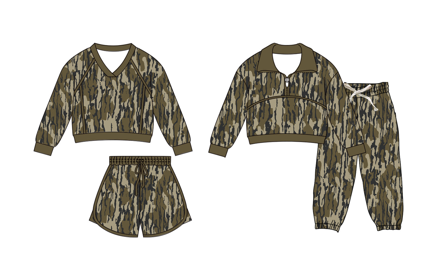 25.11.27 custom each style moq 5 eta 6-8week Sibling Sisters camouflage baby girl long sleeve pants sets and skirts sets match family design