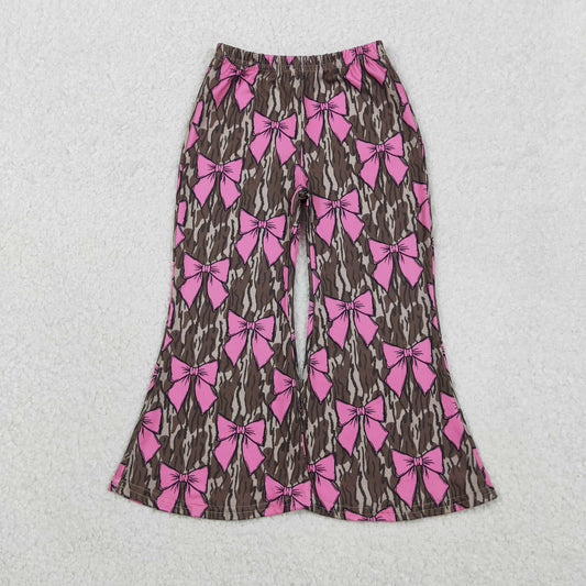 RTS NO MOQ（In Stock ) P0896 Rose Red Bow Pattern Camouflage Pants