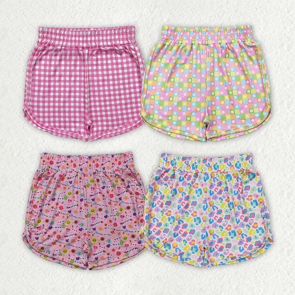 RTS NO MOQ baby girl clothes floral plaid summer shorts