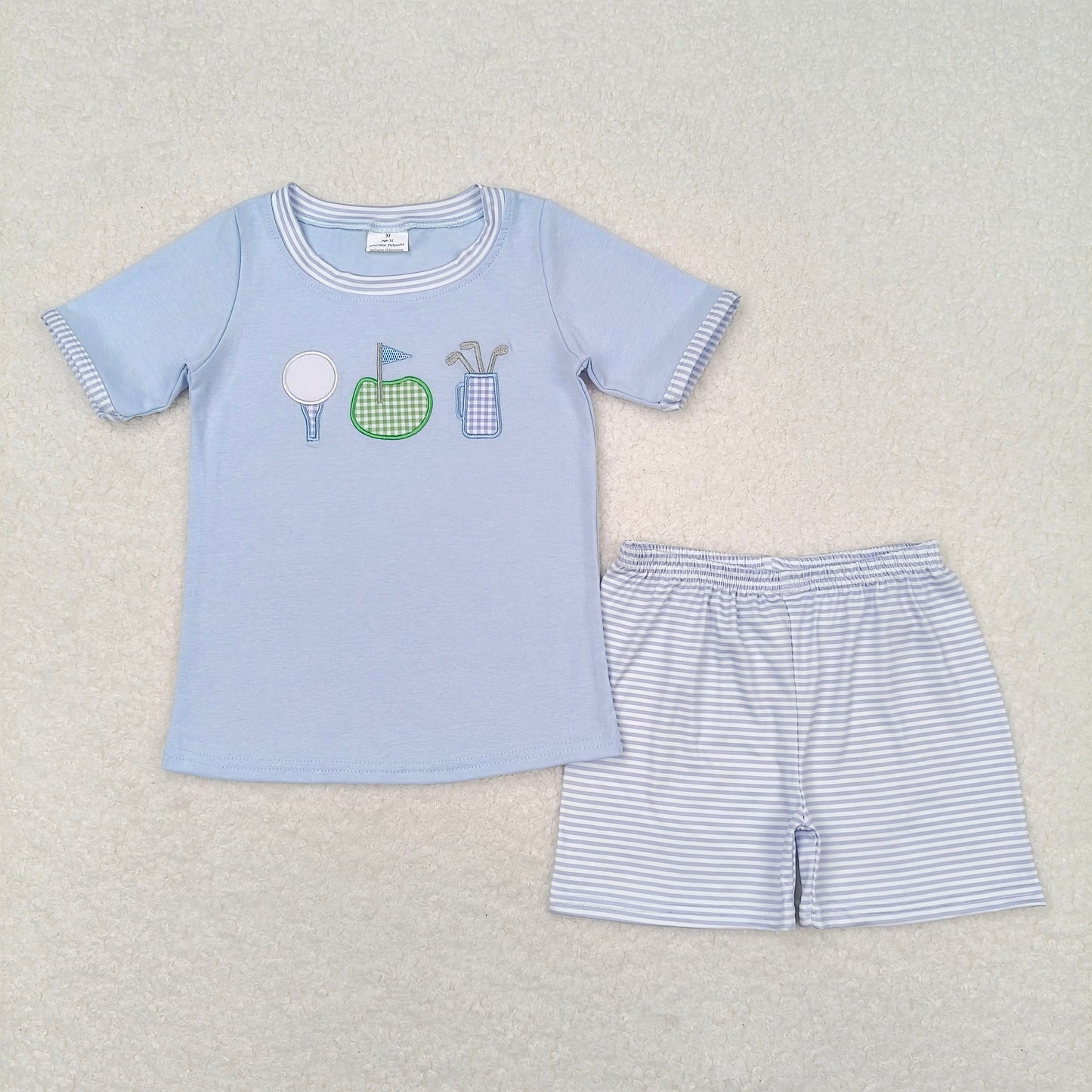 RTS NO MOQ Embroidery short-sleeved shorts suit & short-sleeved sets and romper