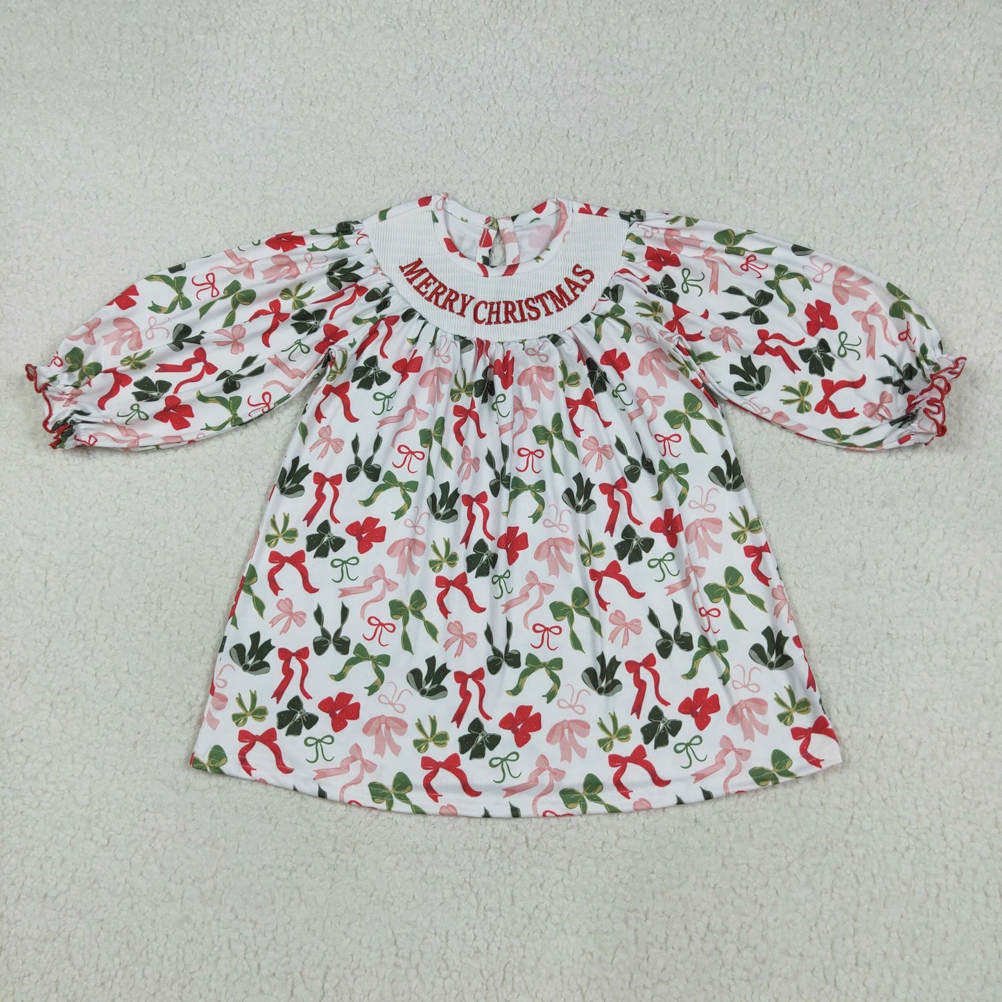 RTS Sibling baby girls clothes smocked embroidery Christmas long Sleeve dress and rompers