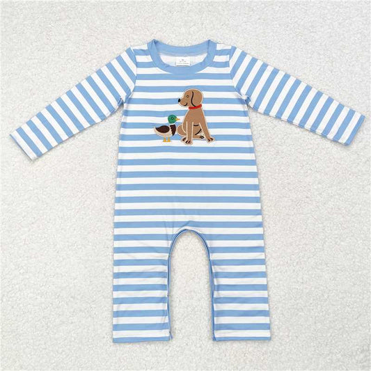 RTS NO MOQ（In Stock) LR1644 Baby boy clothes long-sleeved bodysuit with embroidered duck puppy