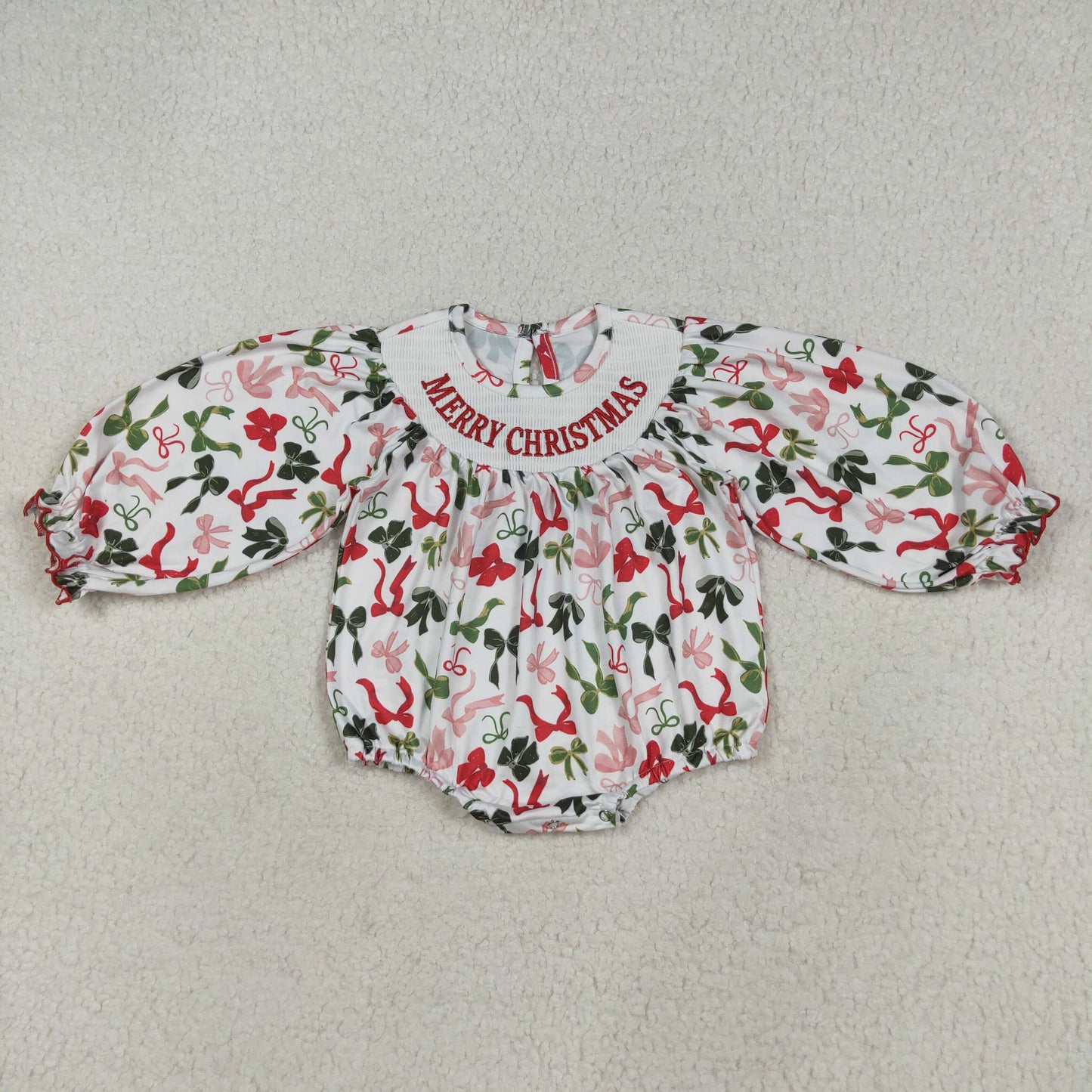 RTS Sibling baby girls clothes smocked embroidery Christmas long Sleeve dress and rompers