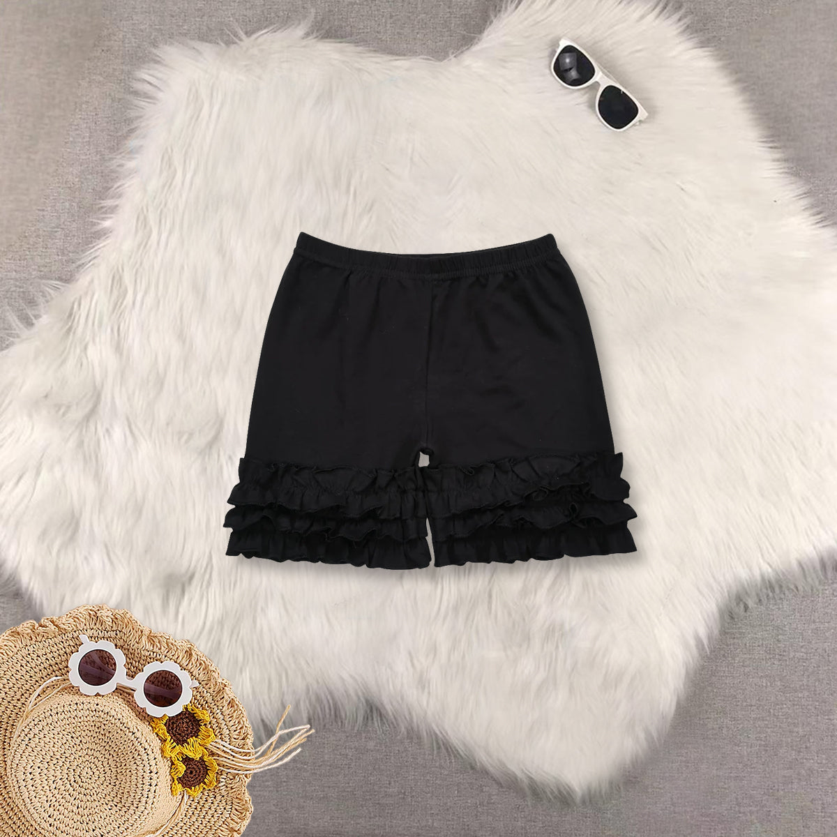 RTS NO MOQ Sibling baby girls clothes mini short sleeve shorts sets and top and shorts