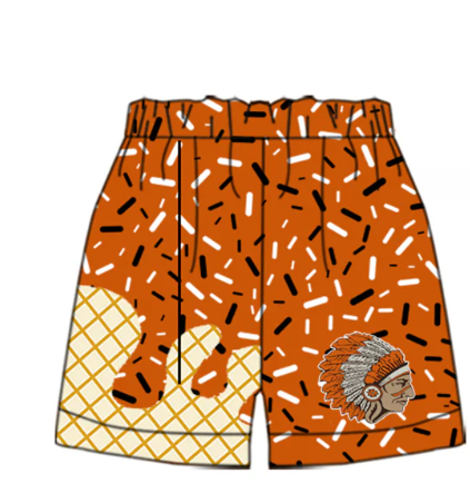 PRE ORDER Deadline July 29 custom no moq Children's boutique clothing  adult Orange, black and white ice cream shorts