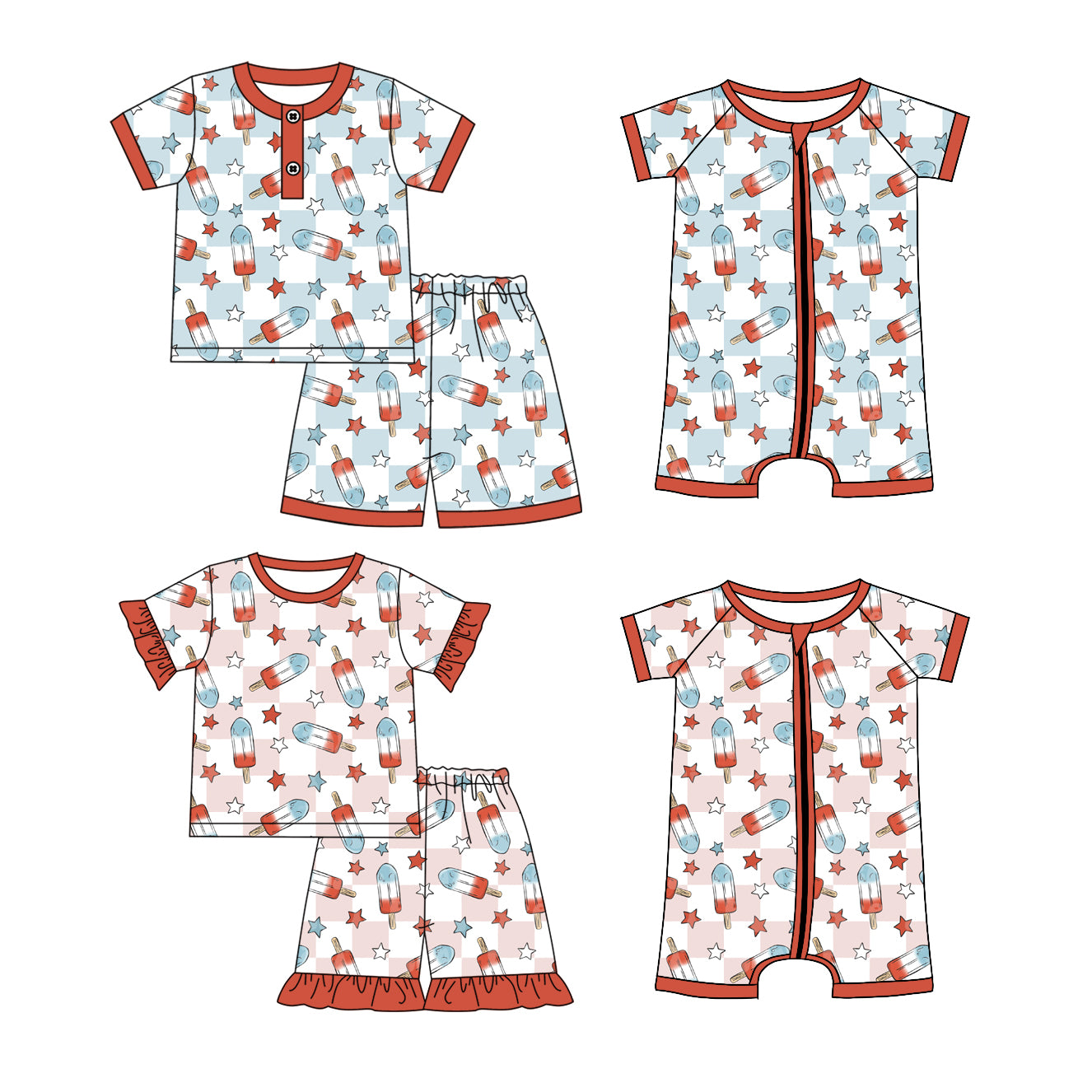 1.18 custom each style moq 5eta 4-6week Sibling Sister baby girl short sleeve shorts sets and sets 2 and boy romper and girl romper match design