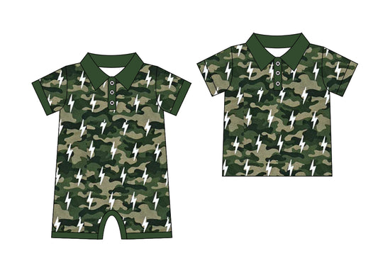 25.11.28 Custom each style moq 5 eta 6-8 week Sibling Sister camouflage baby boy short sleeve top and rompers match family design
