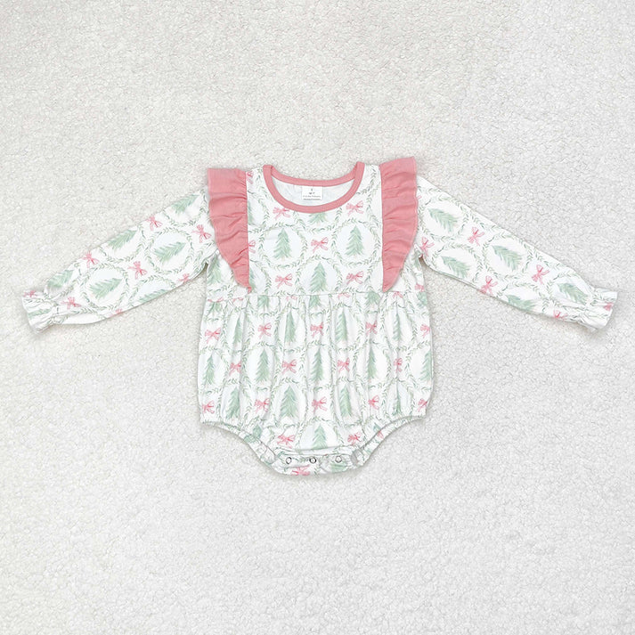 RTS NO MOQ Baby Girls Christmas Trees Sibling Rompers Dresses