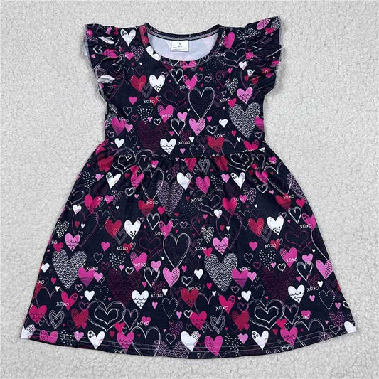 RTS SALES NO MOQ G1-4-6\]'/ Colorful love black flying sleeve skirt 彩色爱心黑色飞袖裙