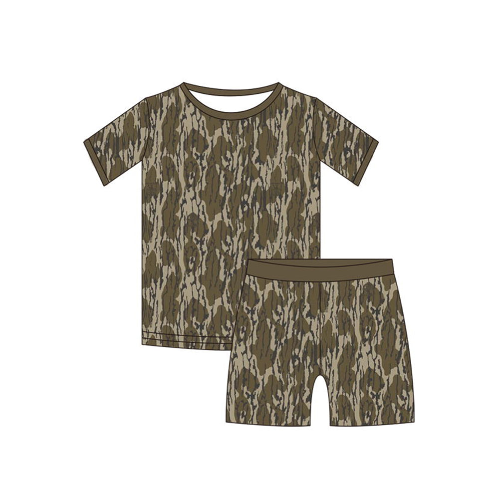 5.14custom each style moq 5eta 4-5week Sibling Sister Camouflage and Bark Camouflage print boys outfits and baby romper match family design