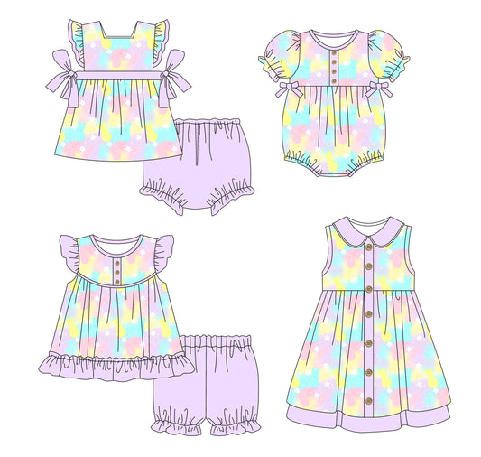 1.8 custom each style moq 5eta 4-6week Sibling Sister baby girl short sleeve shorts sets and briefs sets and girl romper and dress match design