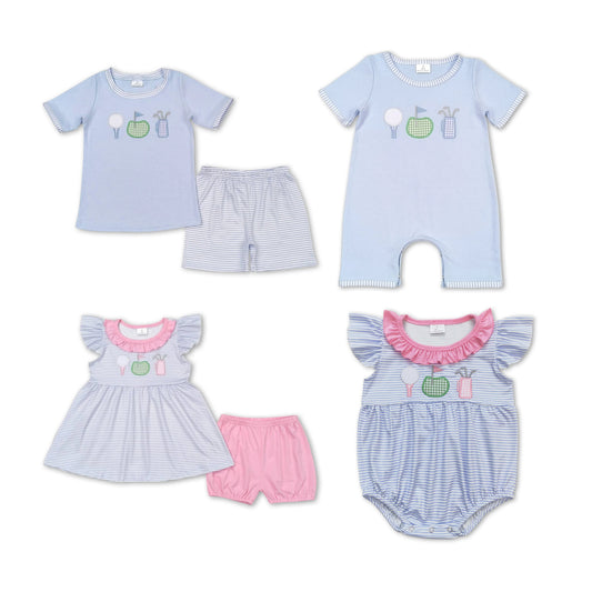 RTS NO MOQ Embroidery short-sleeved shorts suit & short-sleeved sets and romper