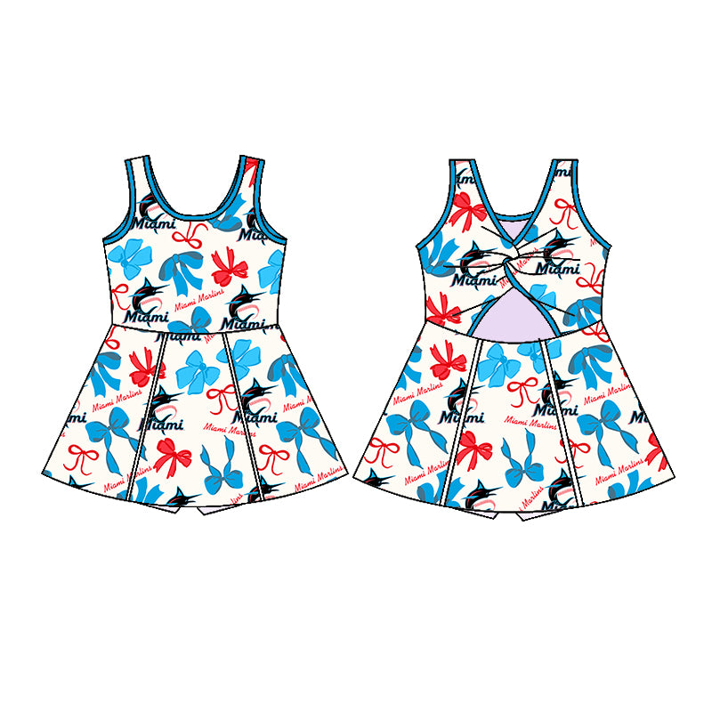 Custom moq 5 mix sizes summer teams baby girls clothes team sky blue short sleeve skirts shorts sets dress 1 and dress 2 and dress 3 and dress 4-25.5.22