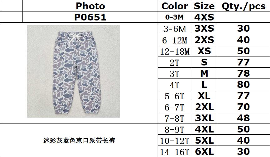 RTS NO MOQ ETA 5/7days arrived P0651 Camouflage gray-blue drawstring trousers