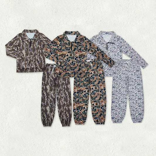 RTS NO MOQ Sibling adult clothes yoga camouflage long-sleeved trousers suits