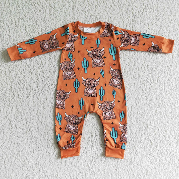 RTS NO MOQ Baby Boys Alpine Yak-Cactus Long Romper