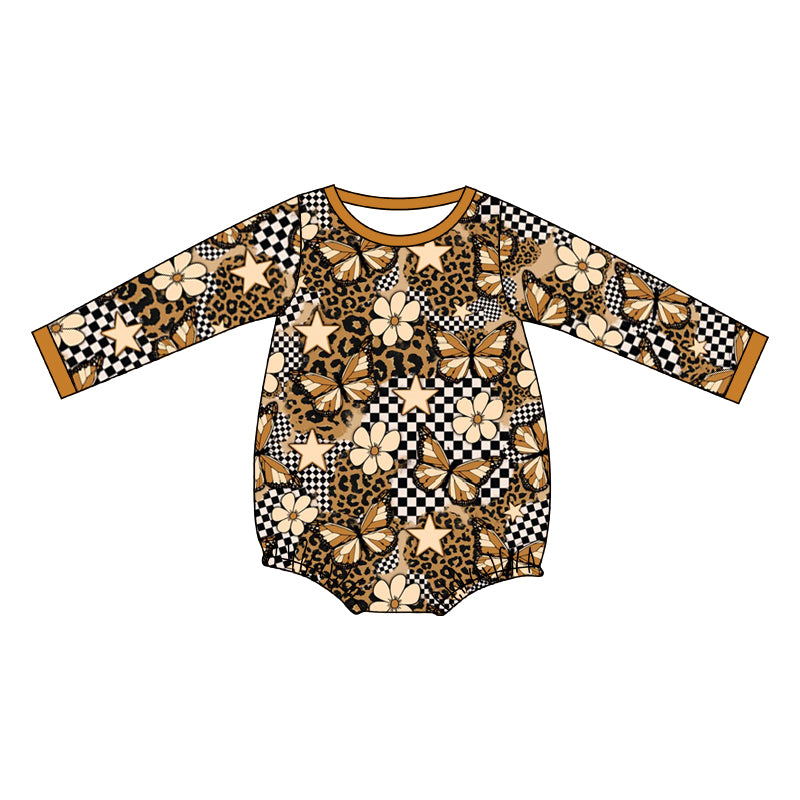 5.14custom each style moq 5eta 4-5week Sibling Sister Stars Flowers Butterfly Leopard Print prints brown boys outfits and baby romper match family design