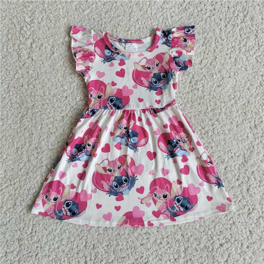 RTS SALES NO MOQ G5-5'\ Stitch Love Flying Sleeve Dress 史迪仔爱心飞袖裙