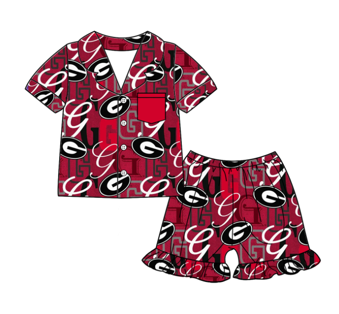 Custom summer teams baby girls clothes team brick red sets dress romper-25.5.6