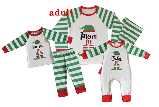 Baby boys Christmas style baby Christmas stockings with printed green stripes Family Series Siblings Set