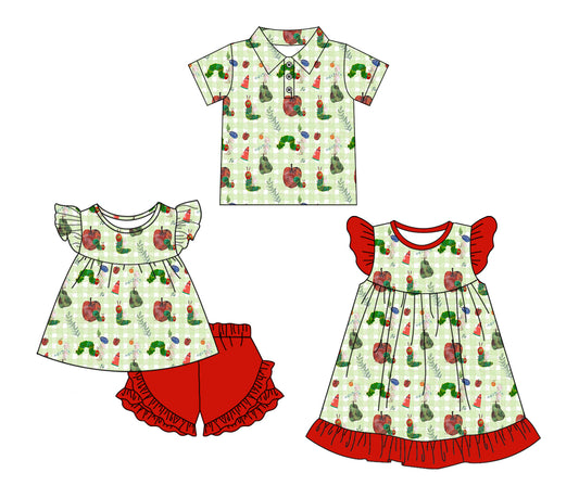 25.11.21 custom each style moq 5 eta 6-8week Sibling Sister baby girl short sleeve shorts sets and dress and top match design