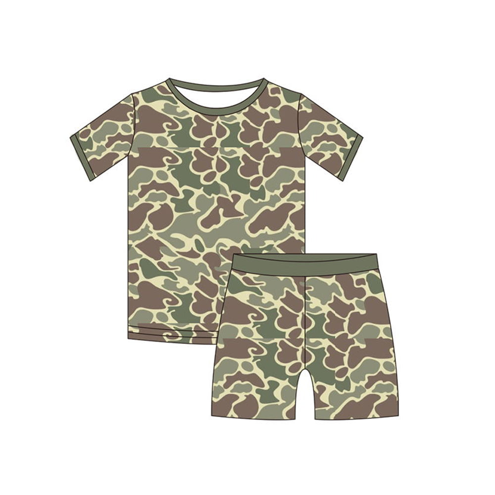 5.14custom each style moq 5eta 4-5week Sibling Sister Camouflage and Bark Camouflage print boys outfits and baby romper match family design