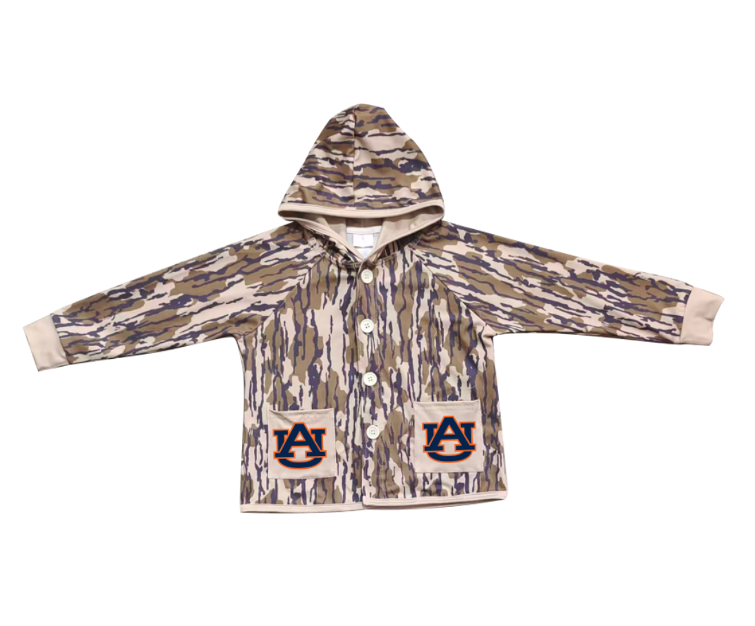 Custom moq 5 mix size milk silk baby boys clothes team summer camouflage button hooded long sleeve top-25.11.25