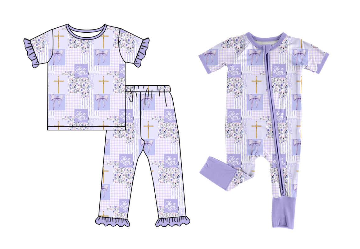 26.1.3 custom each style moq 5 eta 6-8week Sibling Sisters easter floral bow baby girl clothes short sleeve pants sets and romper match family design