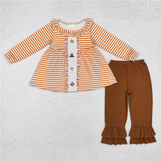RTS NO MOQ（In Stock ) GLP1435 Embroidered turkey long sleeve pants set
