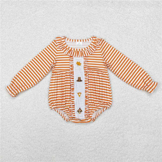 RTS NO MOQ（In Stock ) LR1300 Embroidered Turkey Long Sleeve Bodysuit